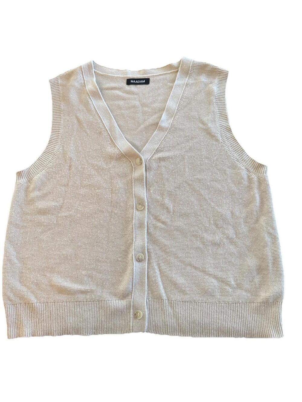 Naadam Women’s XL Cashmere Blend Sweater Vest Beige Buttons